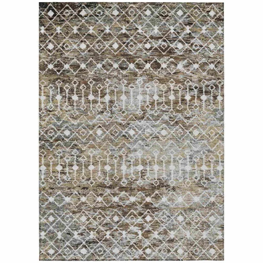 LOOMLAN Rugs Calandria Brown Washable Indoor-Outdoor Rug