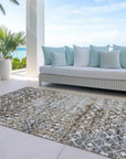 LOOMLAN Rugs Calandria Brown Washable Indoor-Outdoor Rug