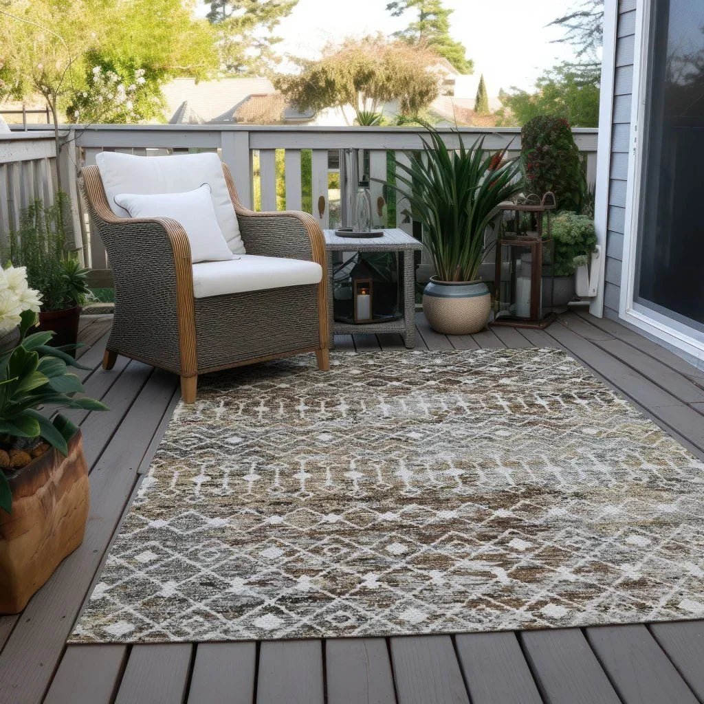 LOOMLAN Rugs Calandria Brown Washable Indoor-Outdoor Rug
