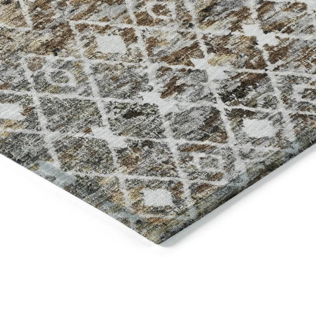 LOOMLAN Rugs Calandria Brown Washable Indoor-Outdoor Rug