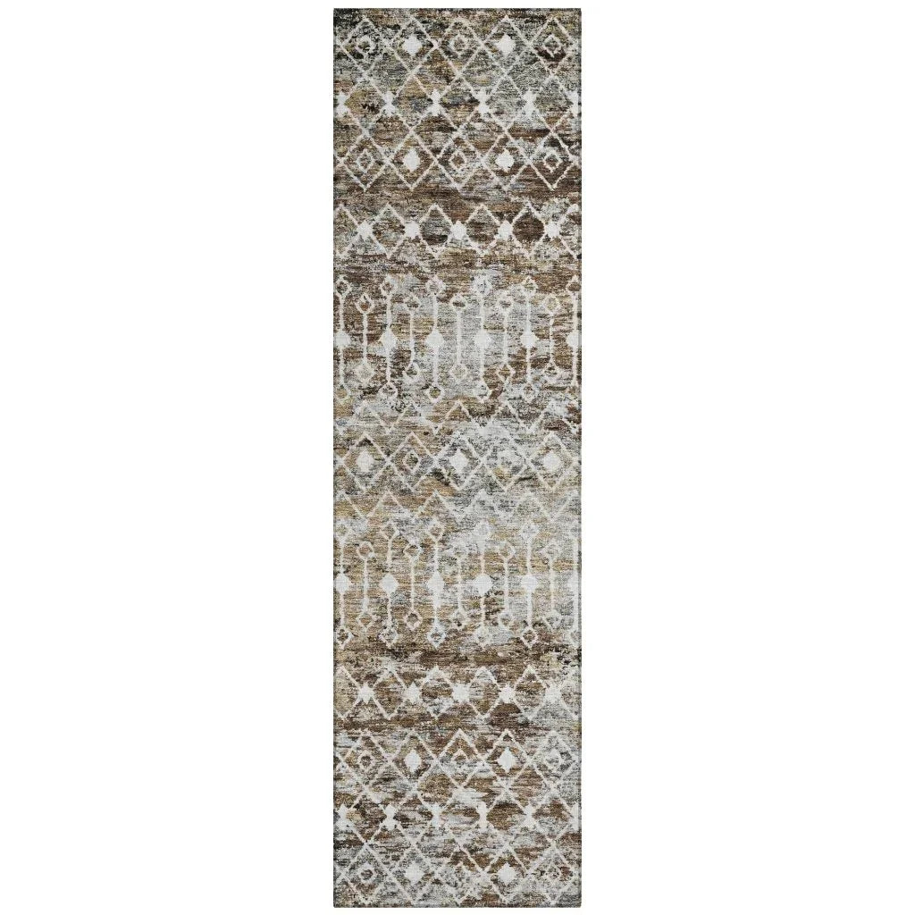 LOOMLAN Rugs Calandria Brown Washable Indoor-Outdoor Rug