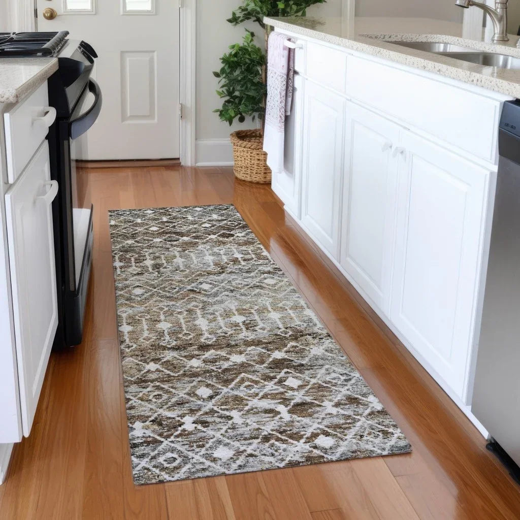 LOOMLAN Rugs Calandria Brown Washable Indoor-Outdoor Rug