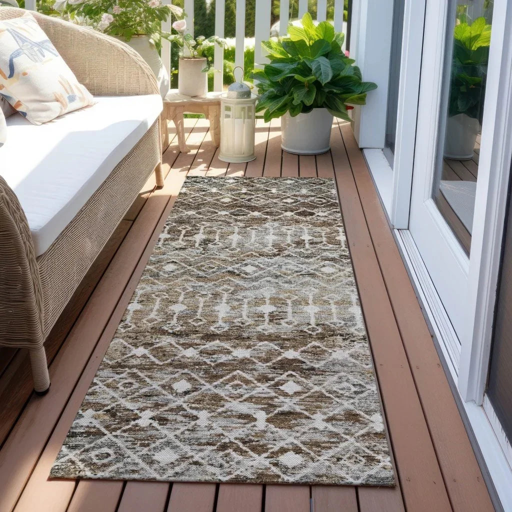 LOOMLAN Rugs Calandria Brown Washable Indoor-Outdoor Rug