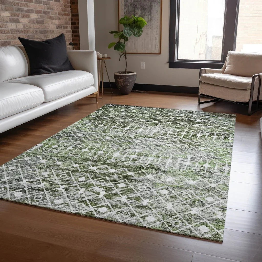 LOOMLAN Rugs Calandria Green Washable Indoor-Outdoor Rug