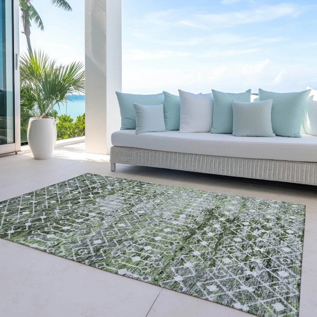 LOOMLAN Rugs Calandria Green Washable Indoor-Outdoor Rug