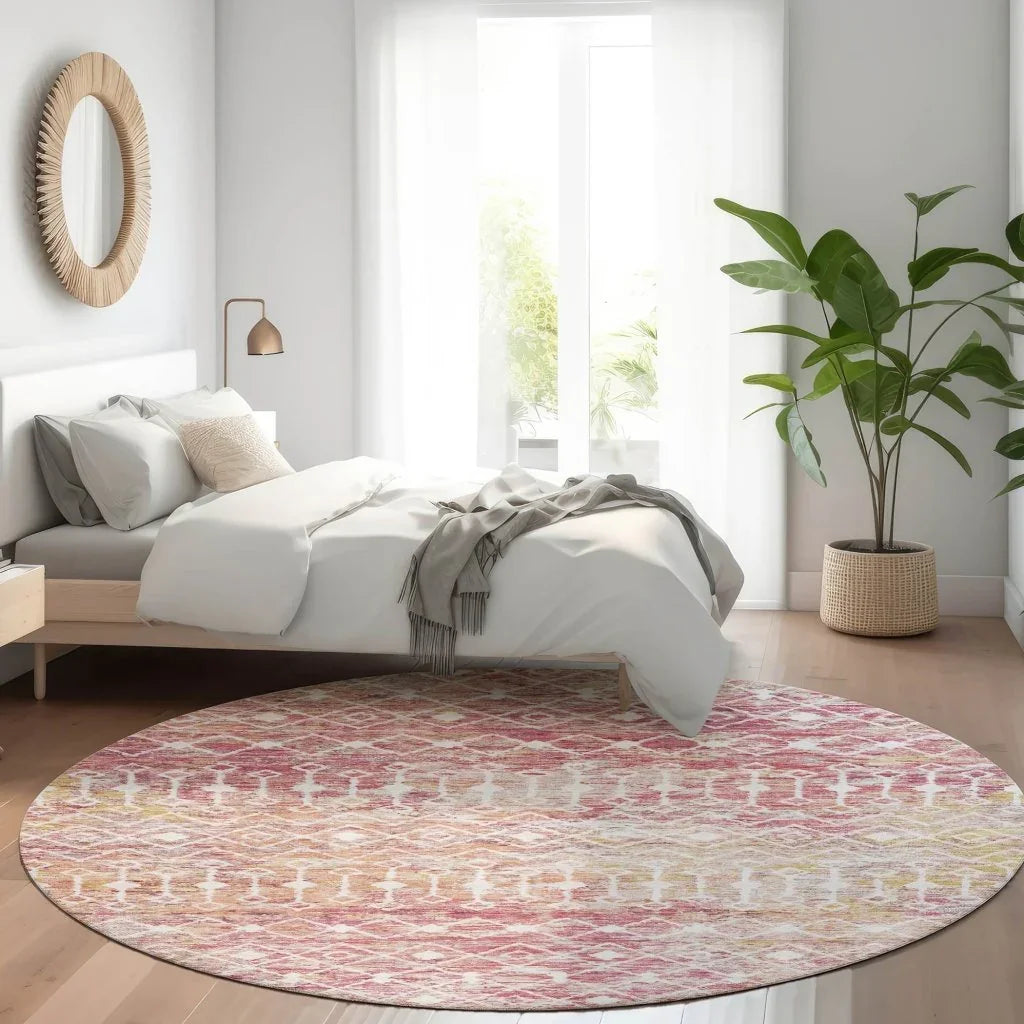LOOMLAN Rugs Calandria Pink Washable Indoor-Outdoor Rug