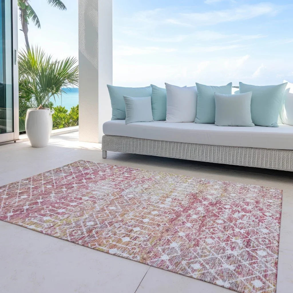 LOOMLAN Rugs Calandria Pink Washable Indoor-Outdoor Rug