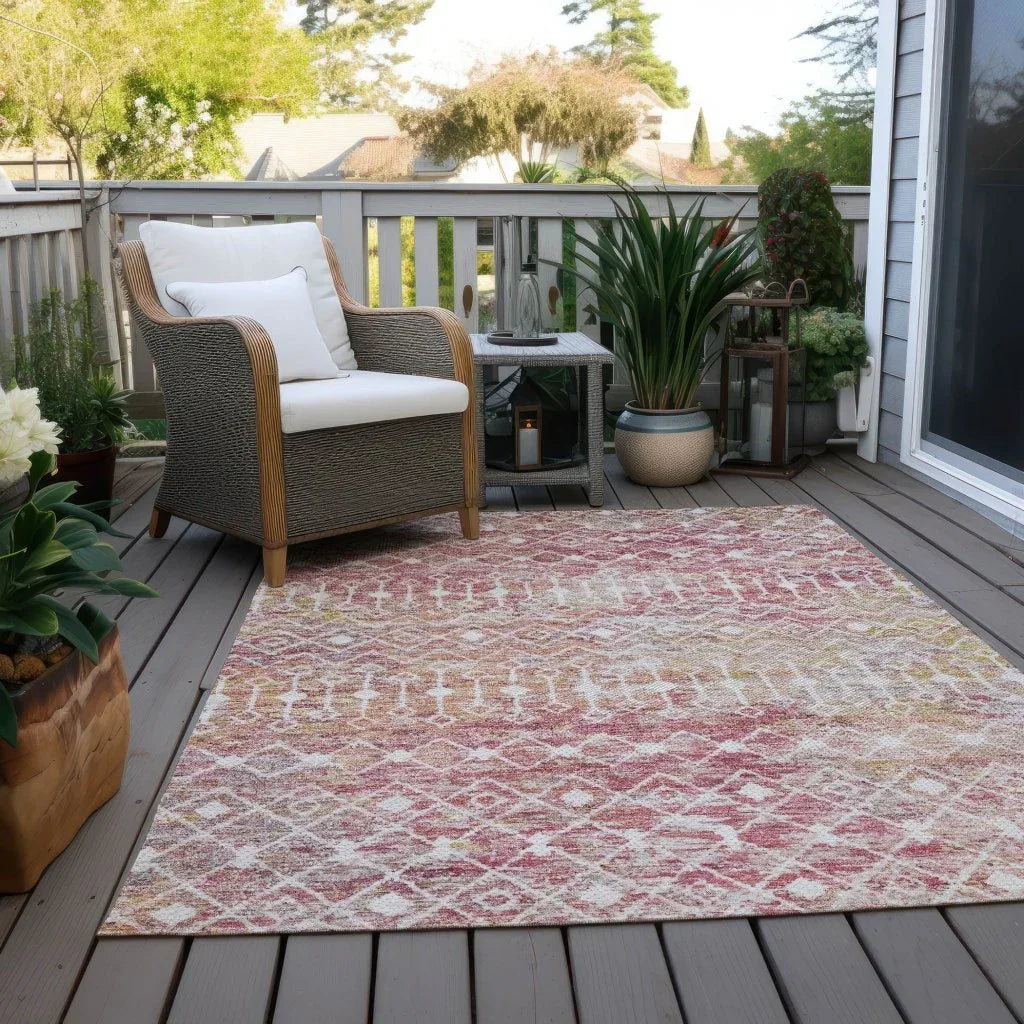 LOOMLAN Rugs Calandria Pink Washable Indoor-Outdoor Rug