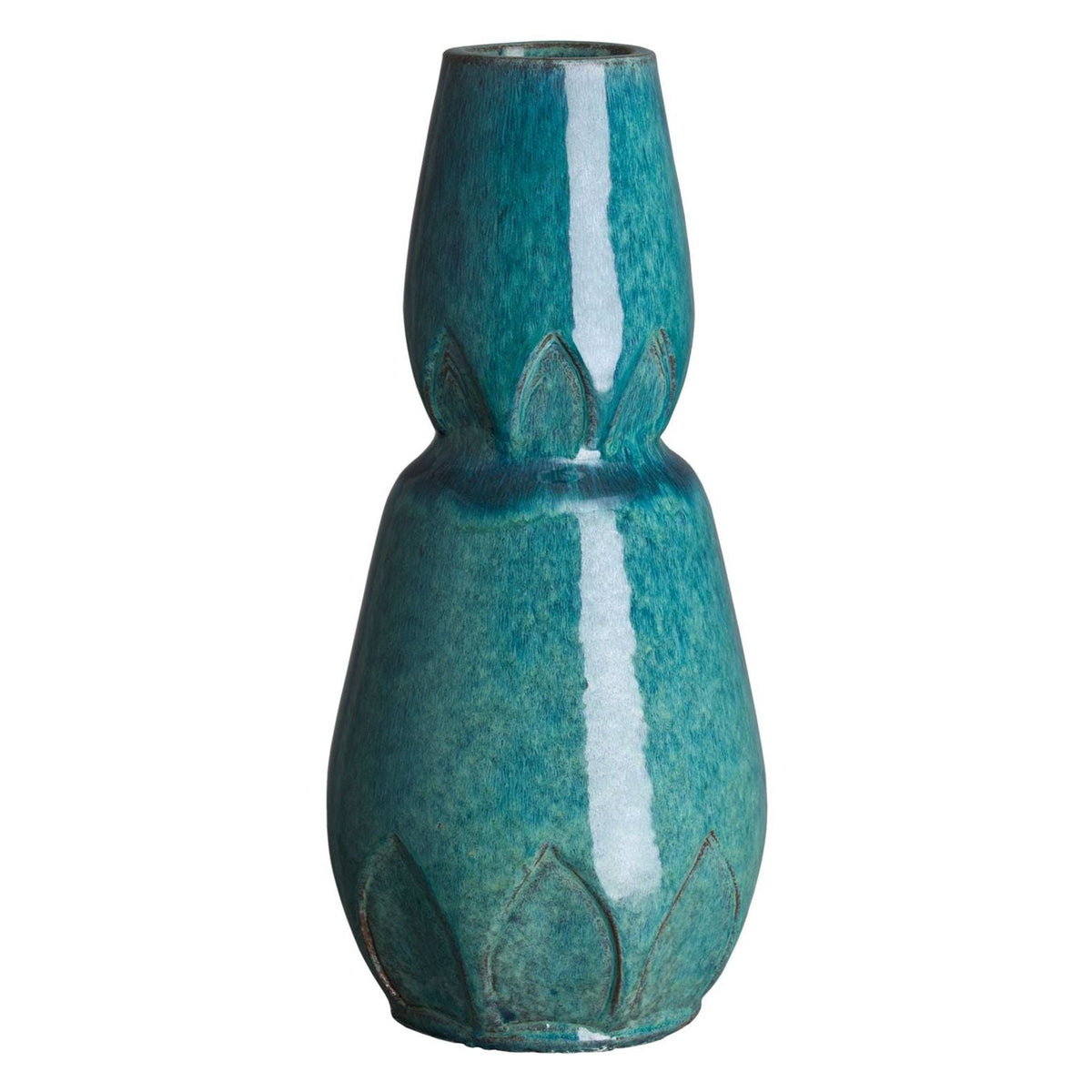 Emissary Calyx Gourd Teal Ceramic Vase