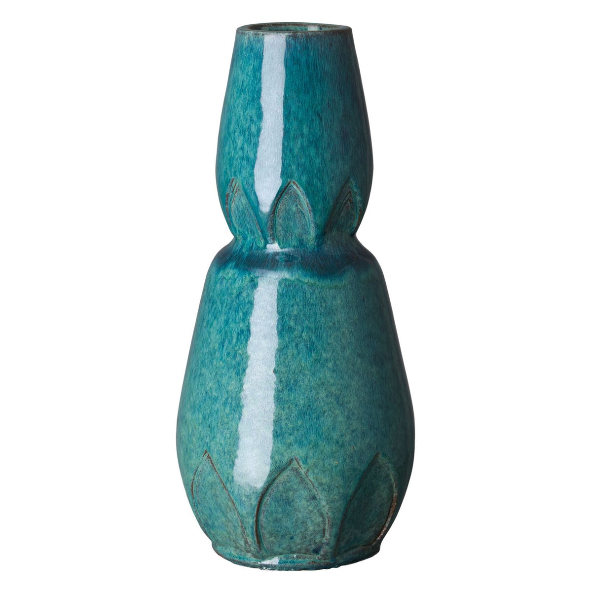 Emissary Calyx Gourd Teal Ceramic Vase