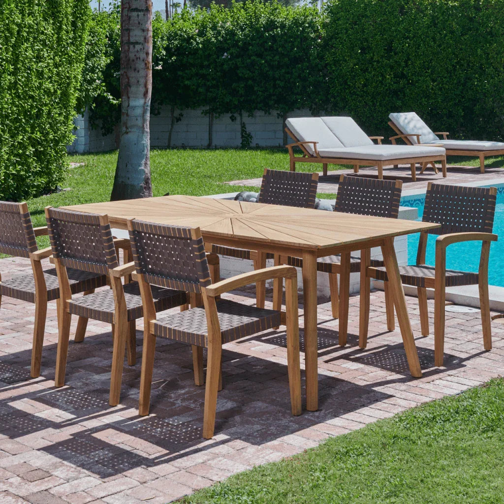 HiTeak Cambria Teak Patio Rectangular Dining Set 7PC