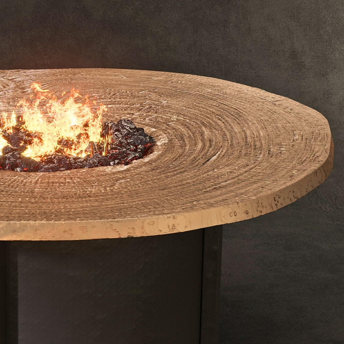 Nature&#39;s Wood Round Firepit Table Live Edge Top