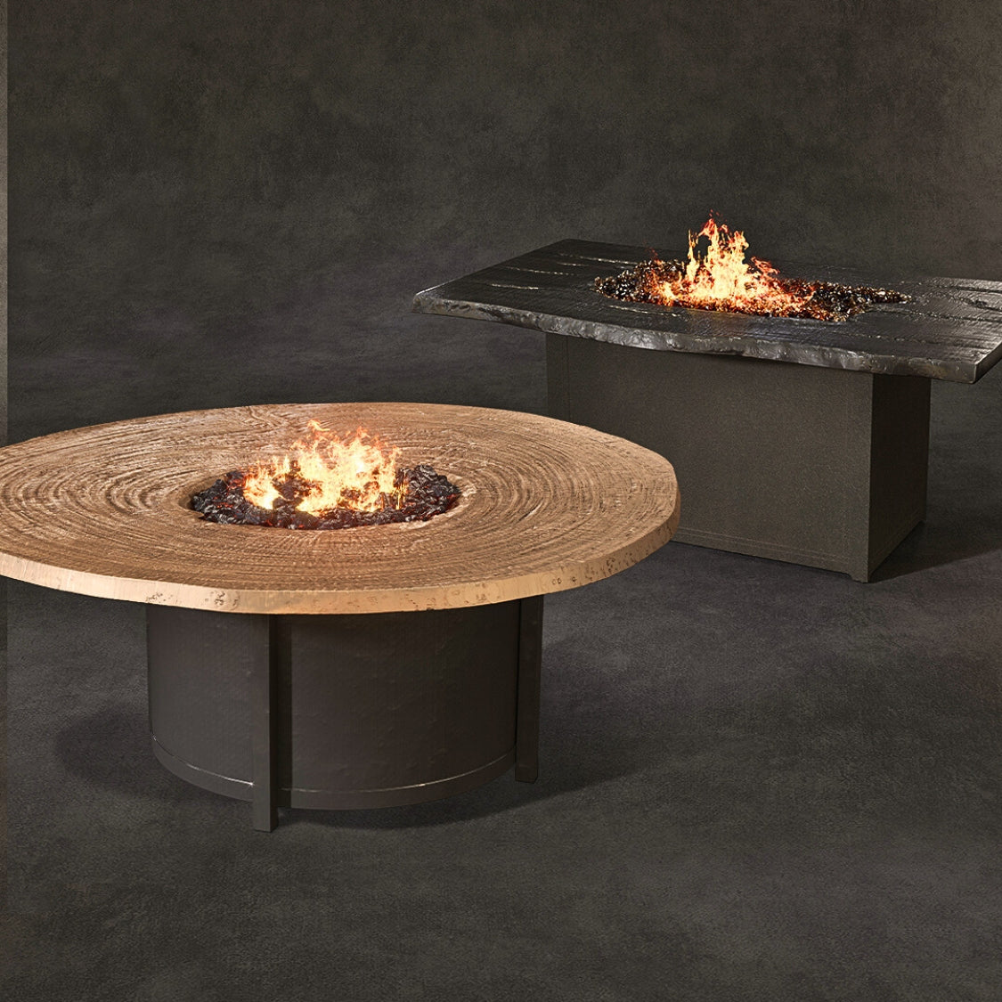 Nature&#39;s Wood Round Firepit Table Live Edge Top