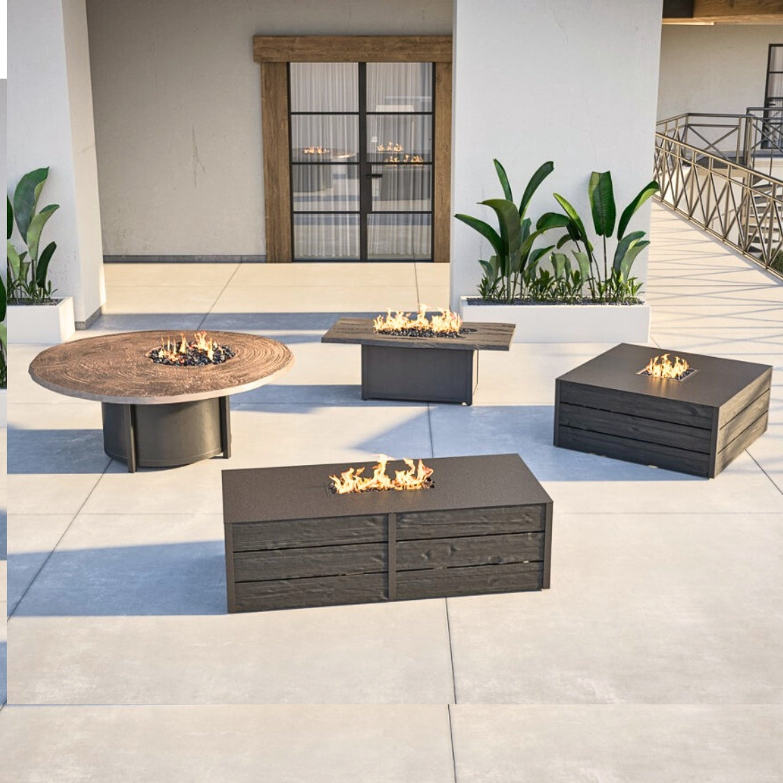 Nature&#39;s Wood Round Firepit Table Live Edge Top