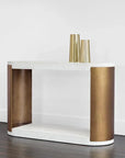 Cavette Console Table White Concrete Brass Steel-Outdoor Console Tables-SUNPAN-LOOMLAN