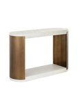 Cavette Console Table White Concrete Brass Steel-Outdoor Console Tables-SUNPAN-LOOMLAN