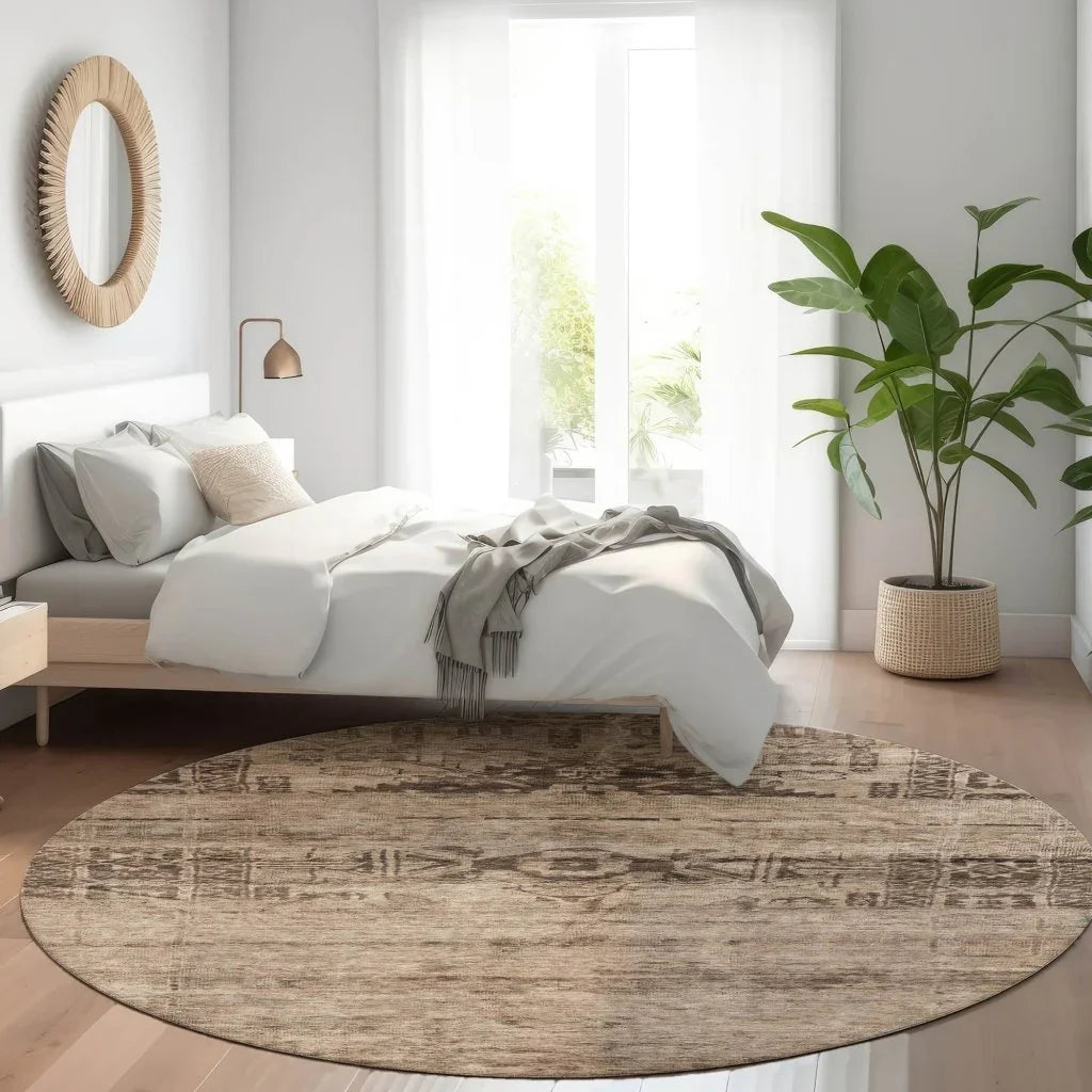 LOOMLAN Rugs Charix Brown Washable Indoor-Outdoor Rug