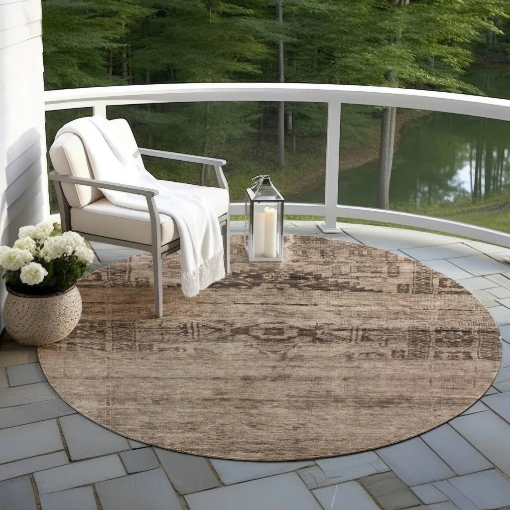 LOOMLAN Rugs Charix Brown Washable Indoor-Outdoor Rug