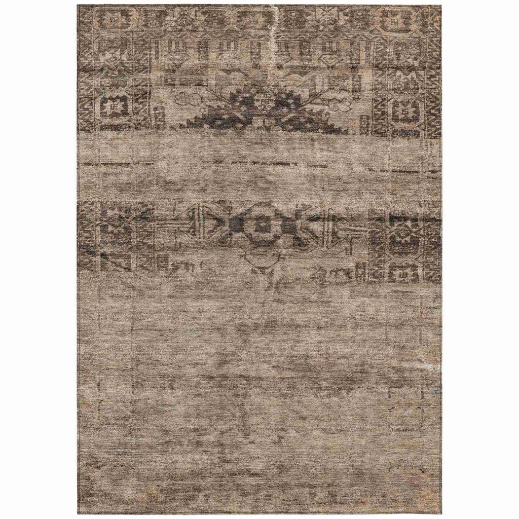 LOOMLAN Rugs Charix Brown Washable Indoor-Outdoor Rug