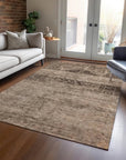 LOOMLAN Rugs Charix Brown Washable Indoor-Outdoor Rug
