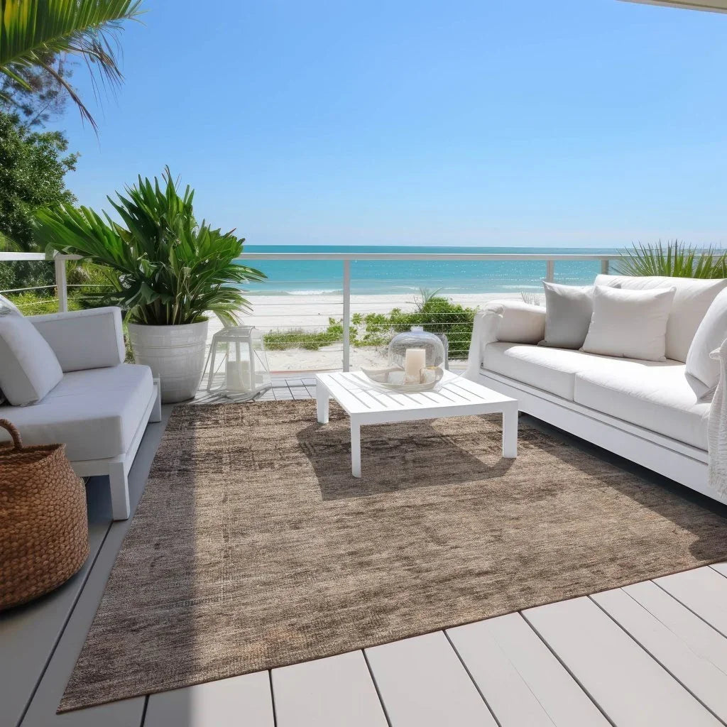 LOOMLAN Rugs Charix Brown Washable Indoor-Outdoor Rug