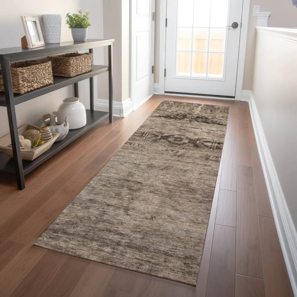LOOMLAN Rugs Charix Brown Washable Indoor-Outdoor Rug