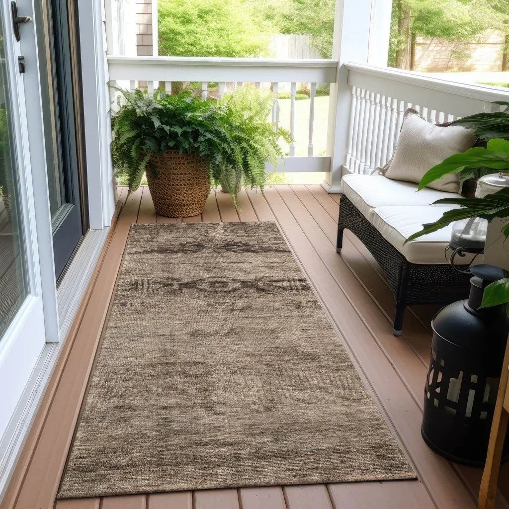 LOOMLAN Rugs Charix Brown Washable Indoor-Outdoor Rug