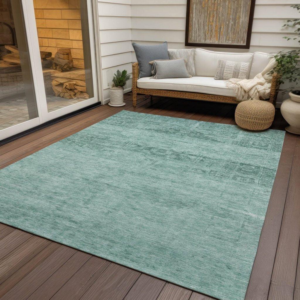 LOOMLAN Rugs Charix Teal Washable Indoor-Outdoor Rug