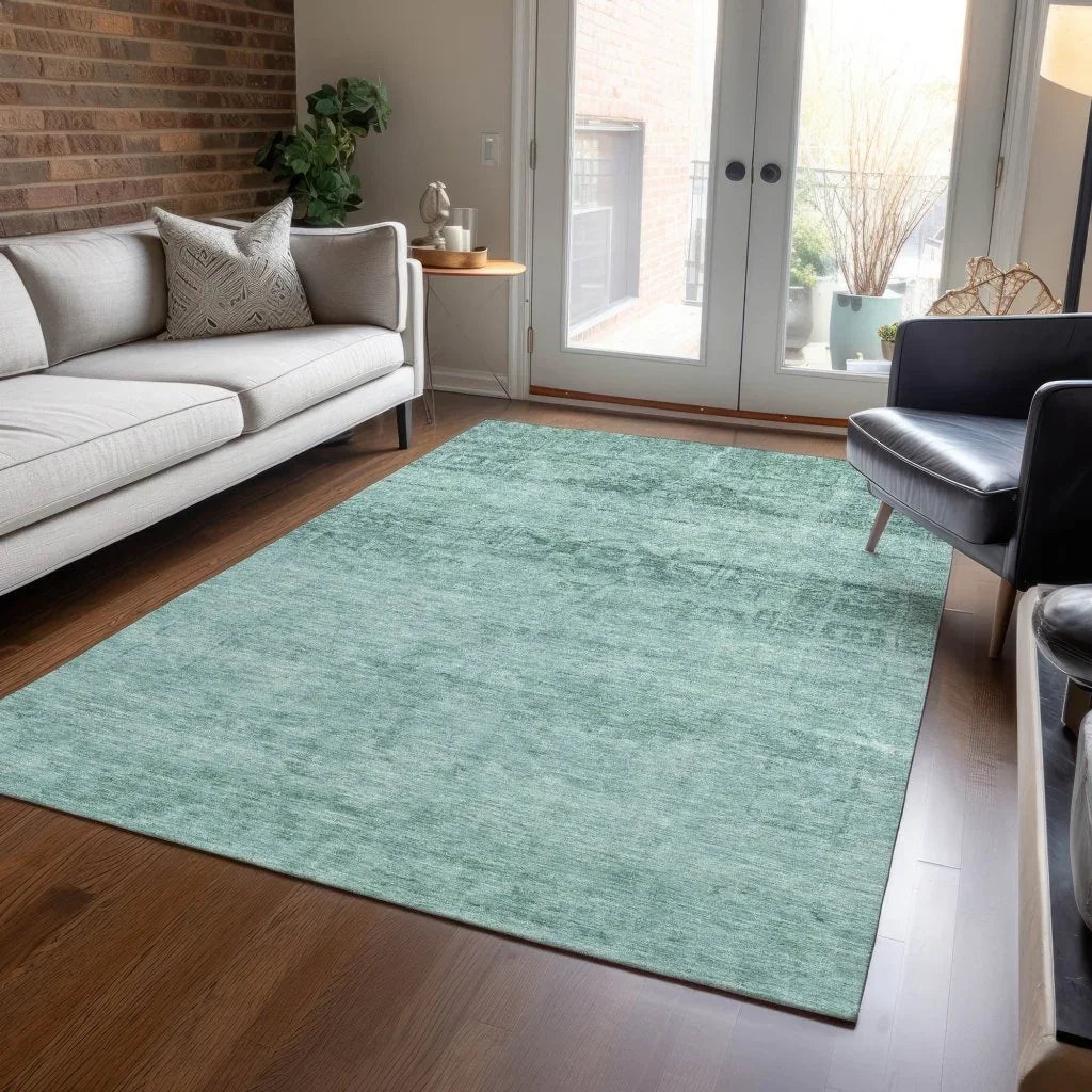 LOOMLAN Rugs Charix Teal Washable Indoor-Outdoor Rug