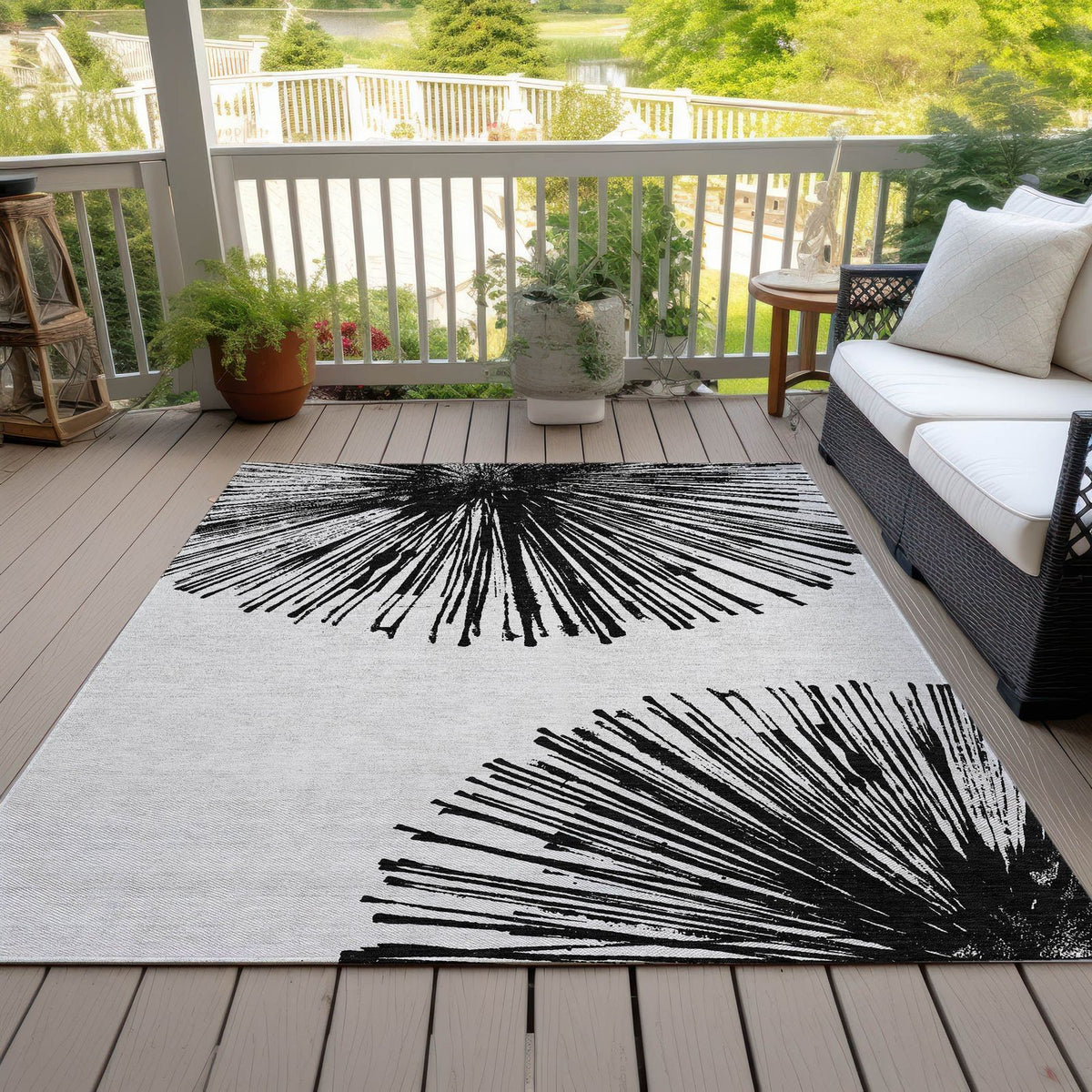 Addison Rugs Circles Black Washable Indoor-Outdoor Rug