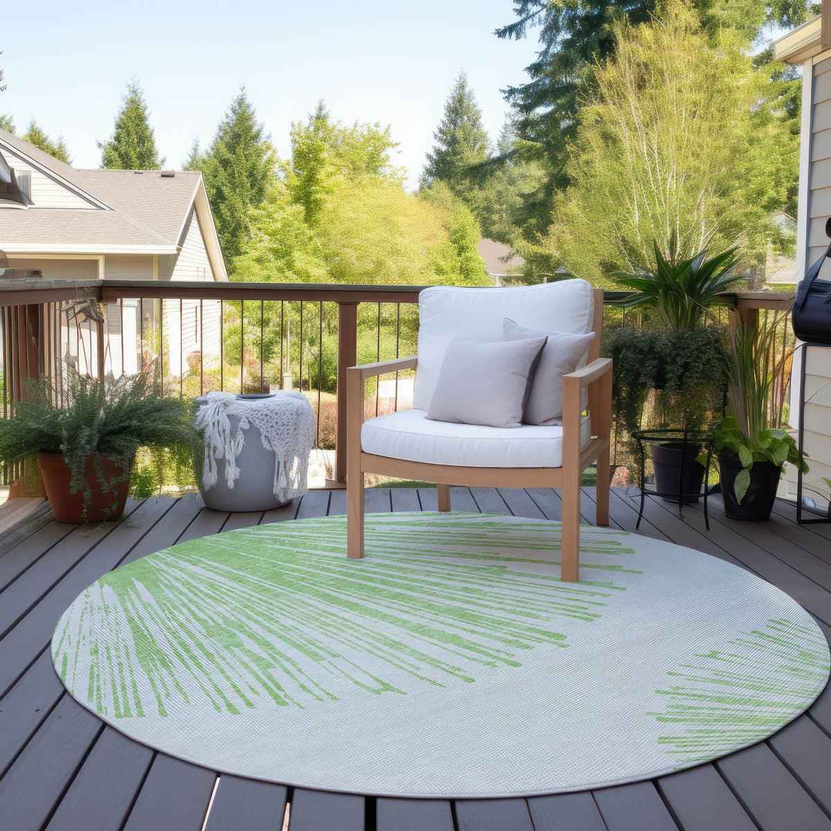 Addison Rugs Circles Green Washable Indoor-Outdoor Rug