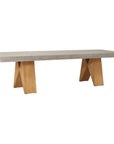 Clip Teak and Concrete Dining Table - 118" - Slate Grey Outdoor Dining Table-Outdoor Dining Tables-Seasonal Living-LOOMLAN