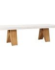 Clip Teak and Concrete Dining Table - 87" - White Outdoor Dining Table-Outdoor Dining Tables-Seasonal Living-LOOMLAN