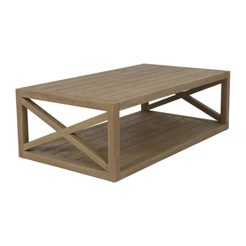 Sunset West Coastal Teak Durable X Outdoor Coffee Table