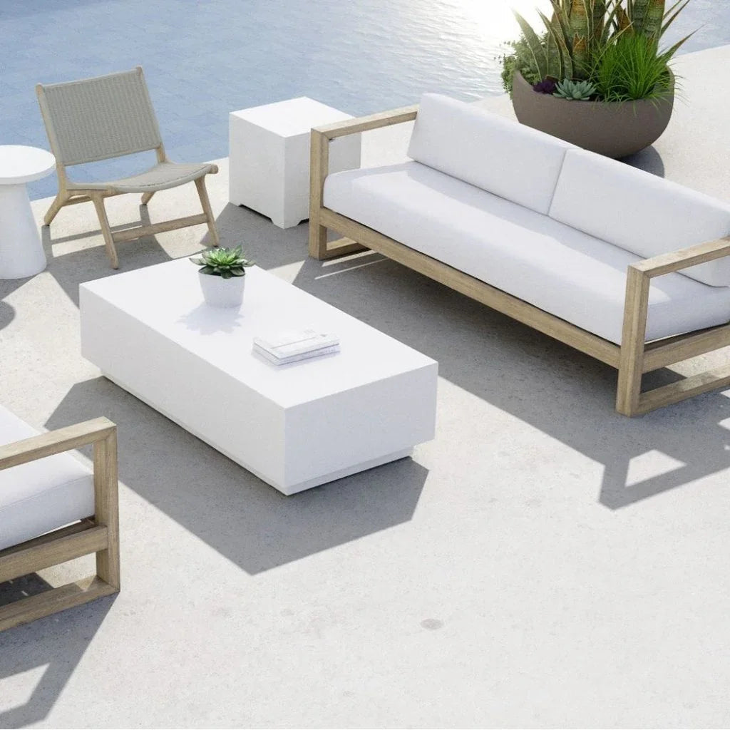 Sunset West Coastal Teak Sunbrella Outdoor Couch