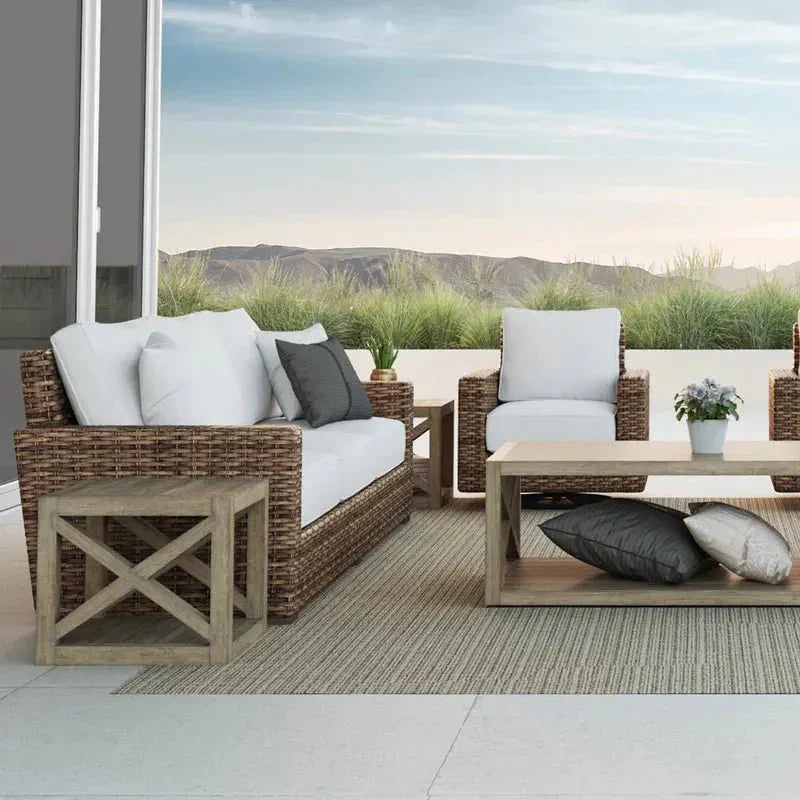 Sunset West Coastal Teak X Shape Outdoor End Table