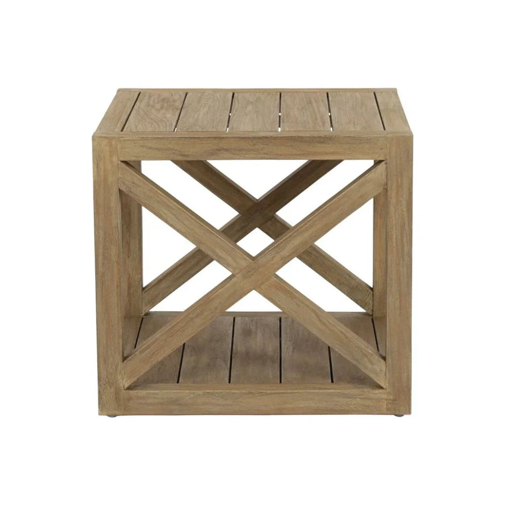 Sunset West Coastal Teak X Shape Outdoor End Table