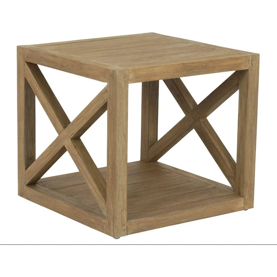 Sunset West Coastal Teak X Shape Outdoor End Table
