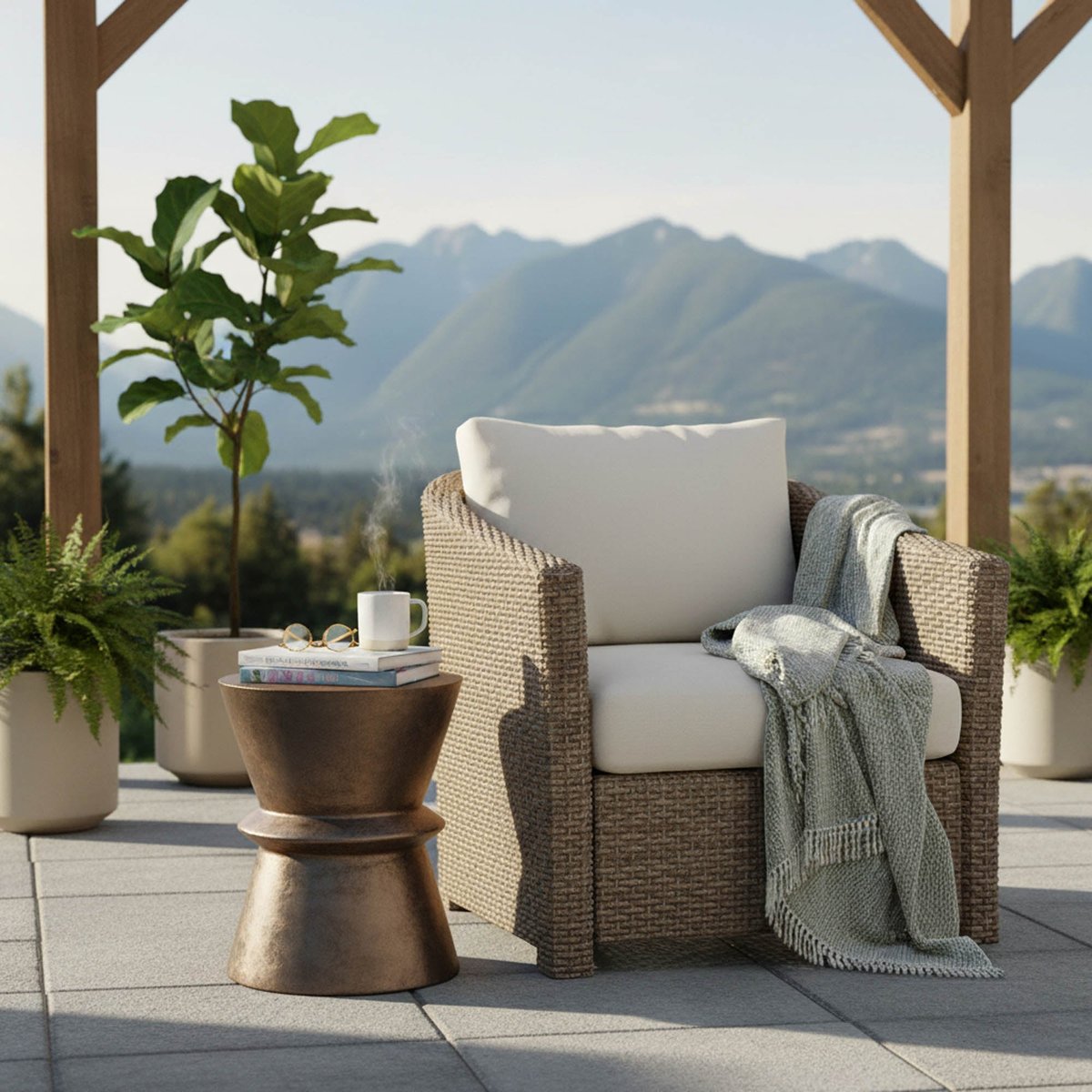 LH Home Concrete Hourglass Concrete Outdoor Side Table