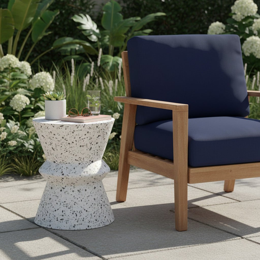 LH Home Concrete Hourglass Terrazzo Ourdoor Side Table