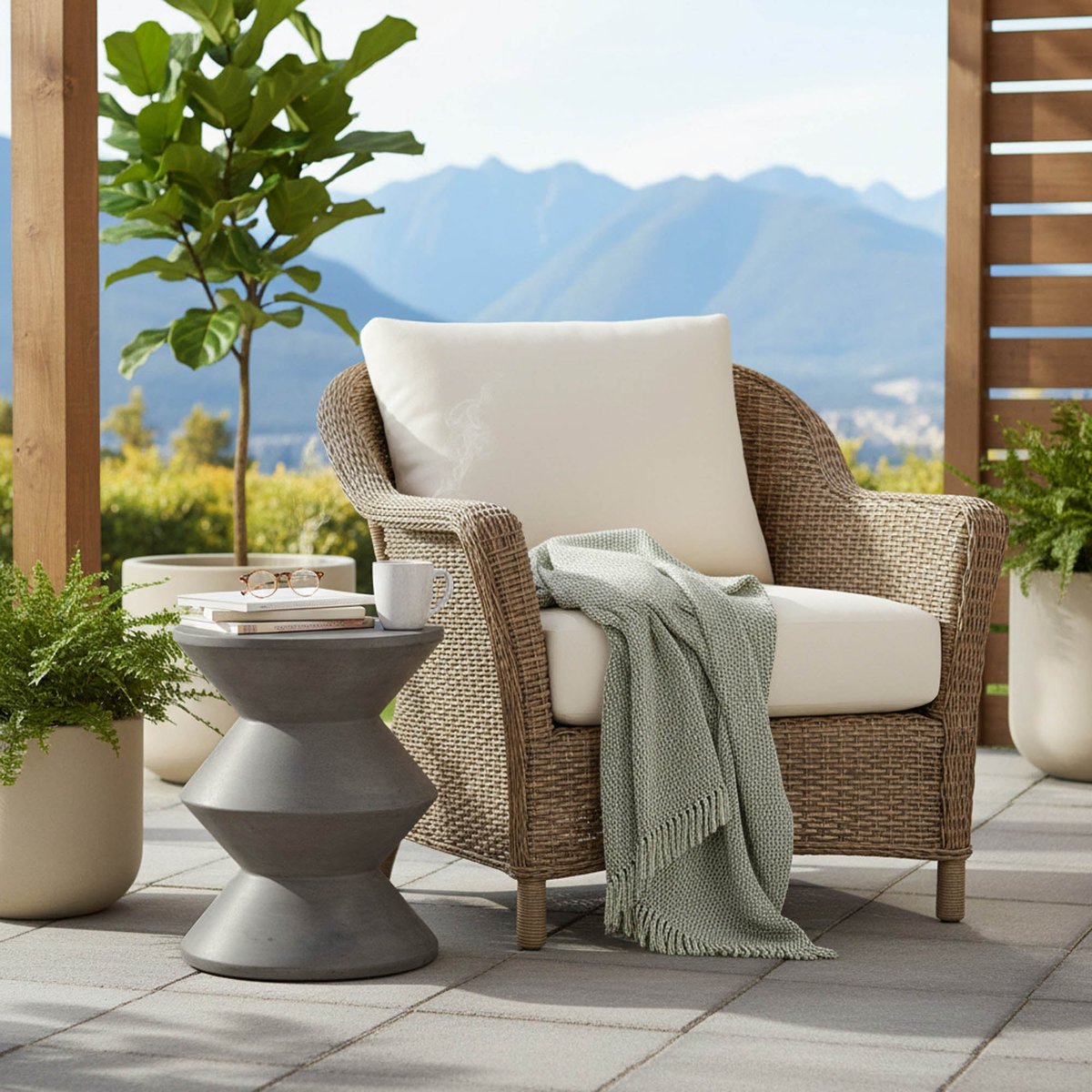 LH Home Concrete Inverted Concrete Outdoor Side Table
