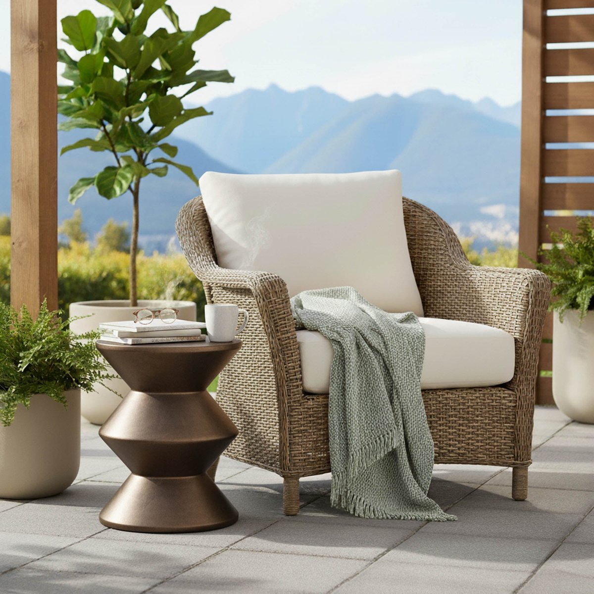 LH Home Concrete Inverted Concrete Outdoor Side Table
