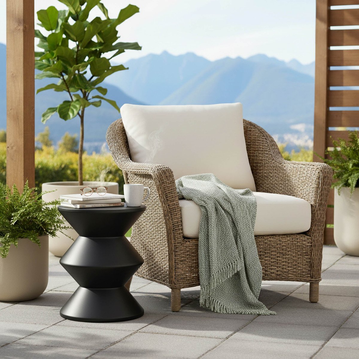 LH Home Concrete Inverted Concrete Outdoor Side Table