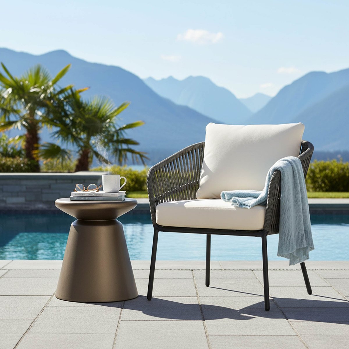LH Home Concrete Mineral Concrete Outdoor Side Table