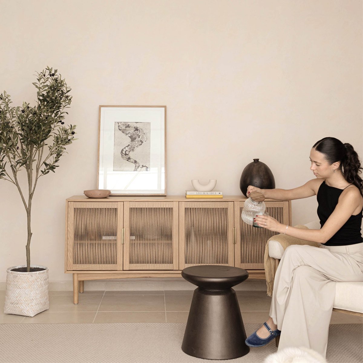 LH Home Concrete Mineral Concrete Outdoor Side Table