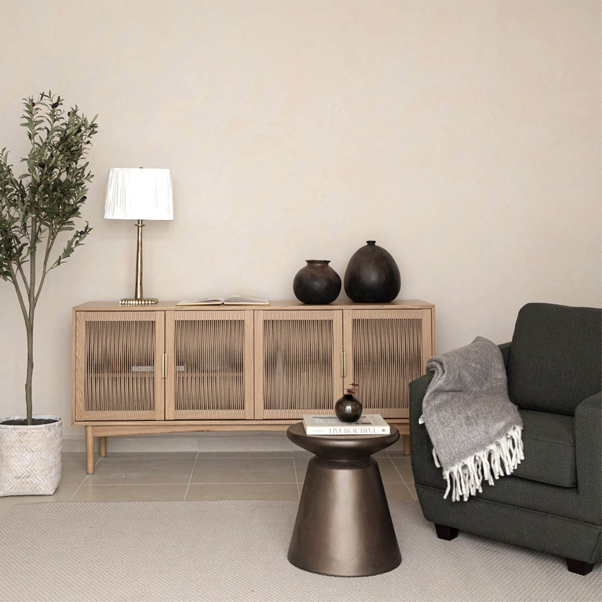 LH Home Concrete Mineral Concrete Outdoor Side Table