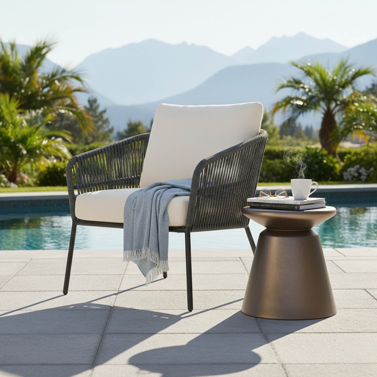LH Home Concrete Mineral Concrete Outdoor Side Table
