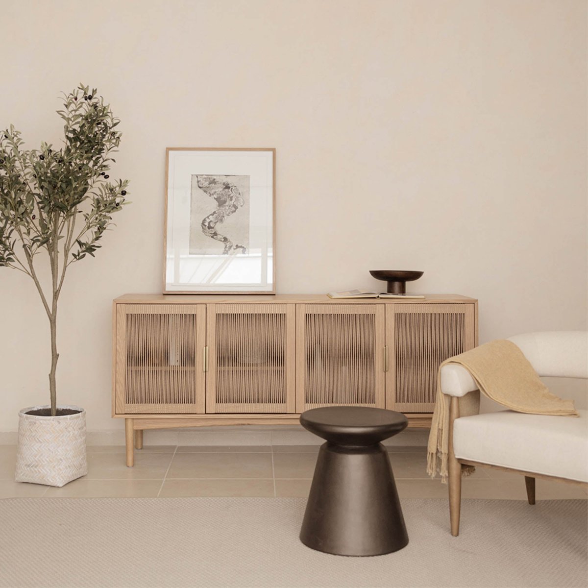 LH Home Concrete Mineral Concrete Outdoor Side Table