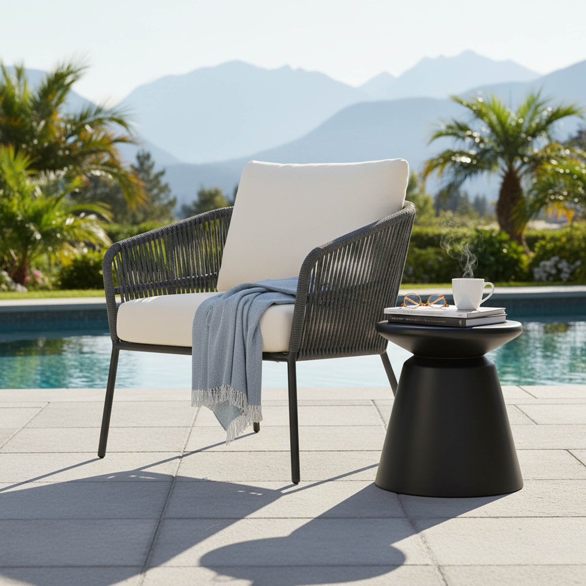 LH Home Concrete Mineral Concrete Outdoor Side Table