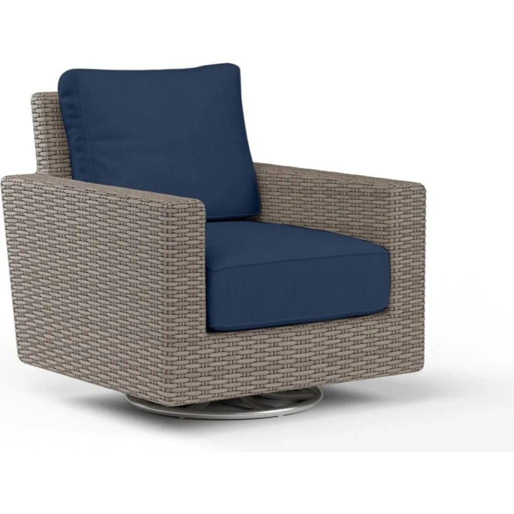 Coronado Sunbrella Swivel Outdoor Rocker-Outdoor Accent Chairs-Sunset West-Spectrum Indigo-LOOMLAN